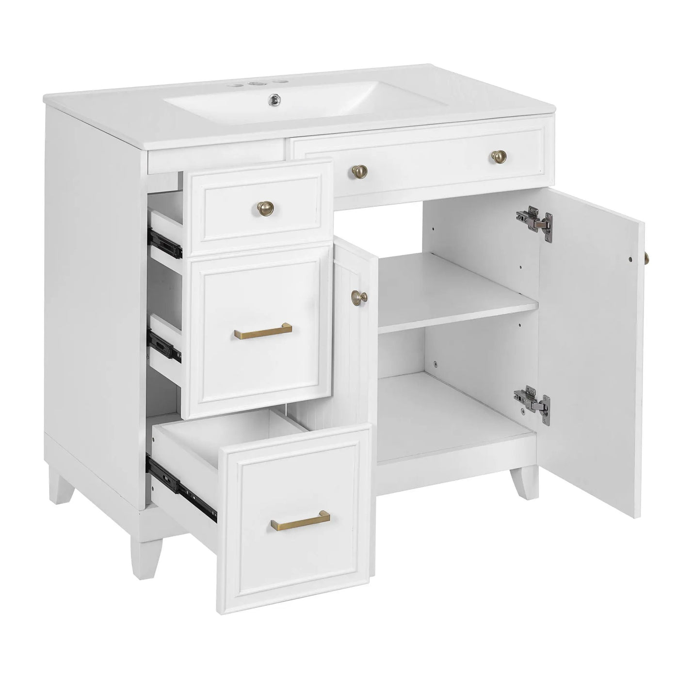 Bathroom Vanity With Sink, Soft Close Doors, Adjustable Shelves by HouseOfZazla