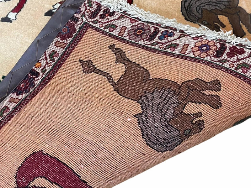 4x6 Rug Handmade Zagros Quality Wool Horses Tribal Hand-Knotted Rug Veggie Dye by Jewel Rugs