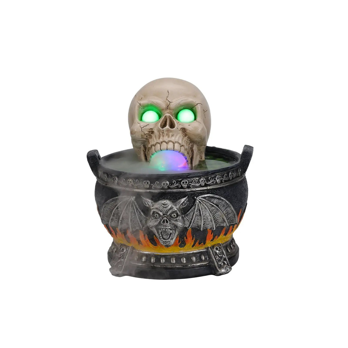 Halloween Skull Cauldron Statue with LED Light and Smoke Fog Effect by HouseOfZazla