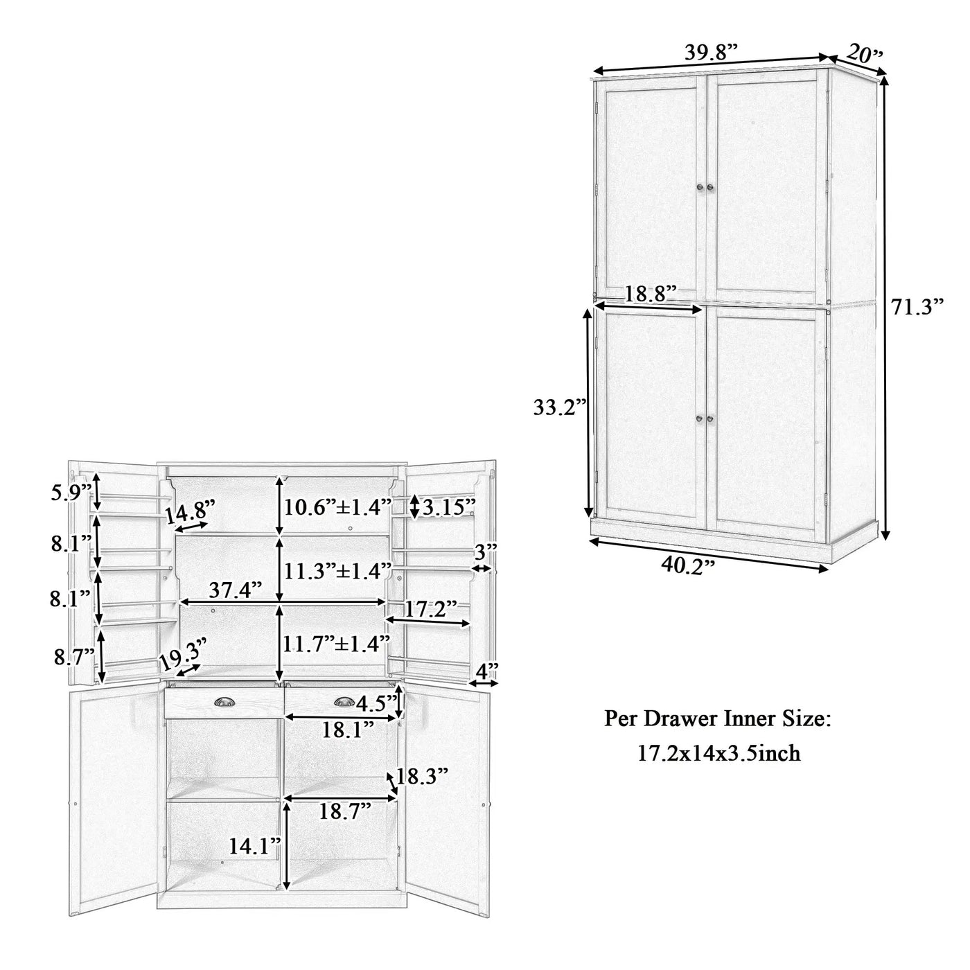TOPMAX Large Freestanding Kitchen Pantry Storage Cabinet by HouseOfZazla