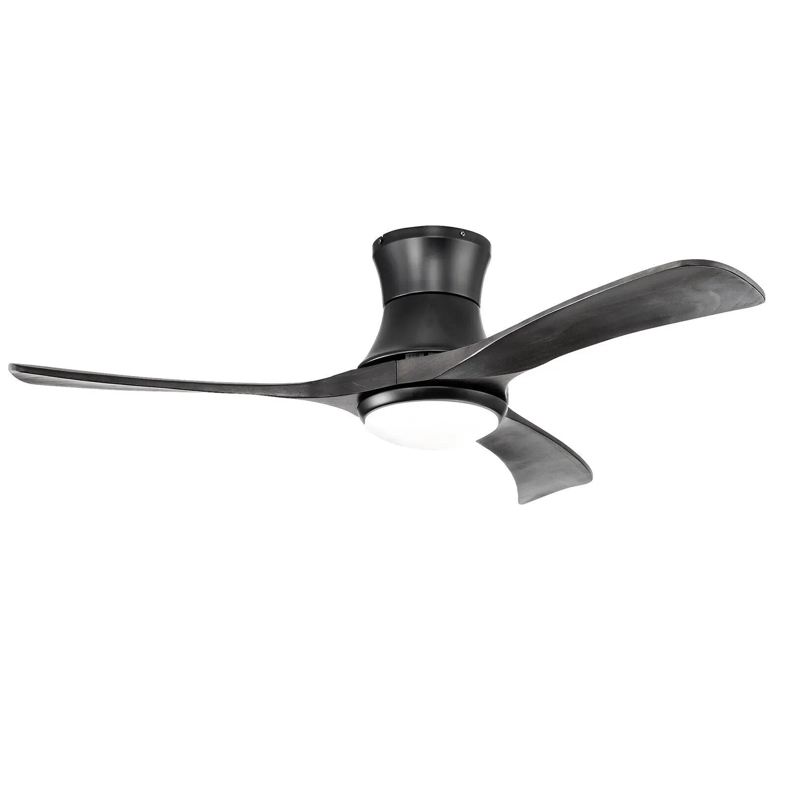 52 Inch Flush Mount Ceiling Fan with LED Light-Black by DirectDeals
