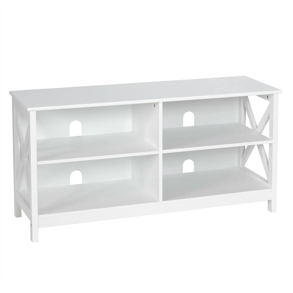 Wooden TV Stand Entertainment for TVs up to 55 Inch with X-Shaped Frame, photo 3 of 32