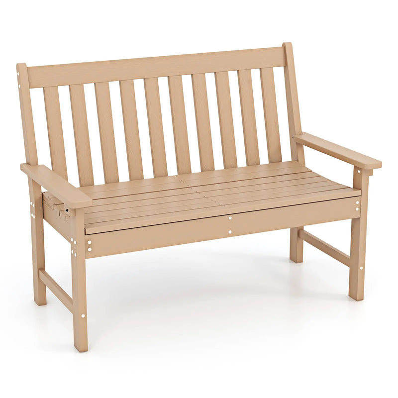 52 Inch All-Weather HDPE Outdoor Bench with Backrest and Armrests by DirectDeals