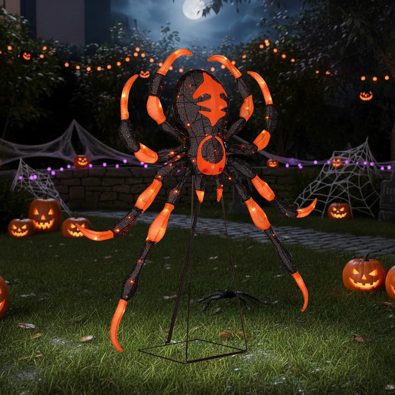 52 Inch Halloween Spider Decoration with 16 Flickering Warm White LEDs by DirectDeals