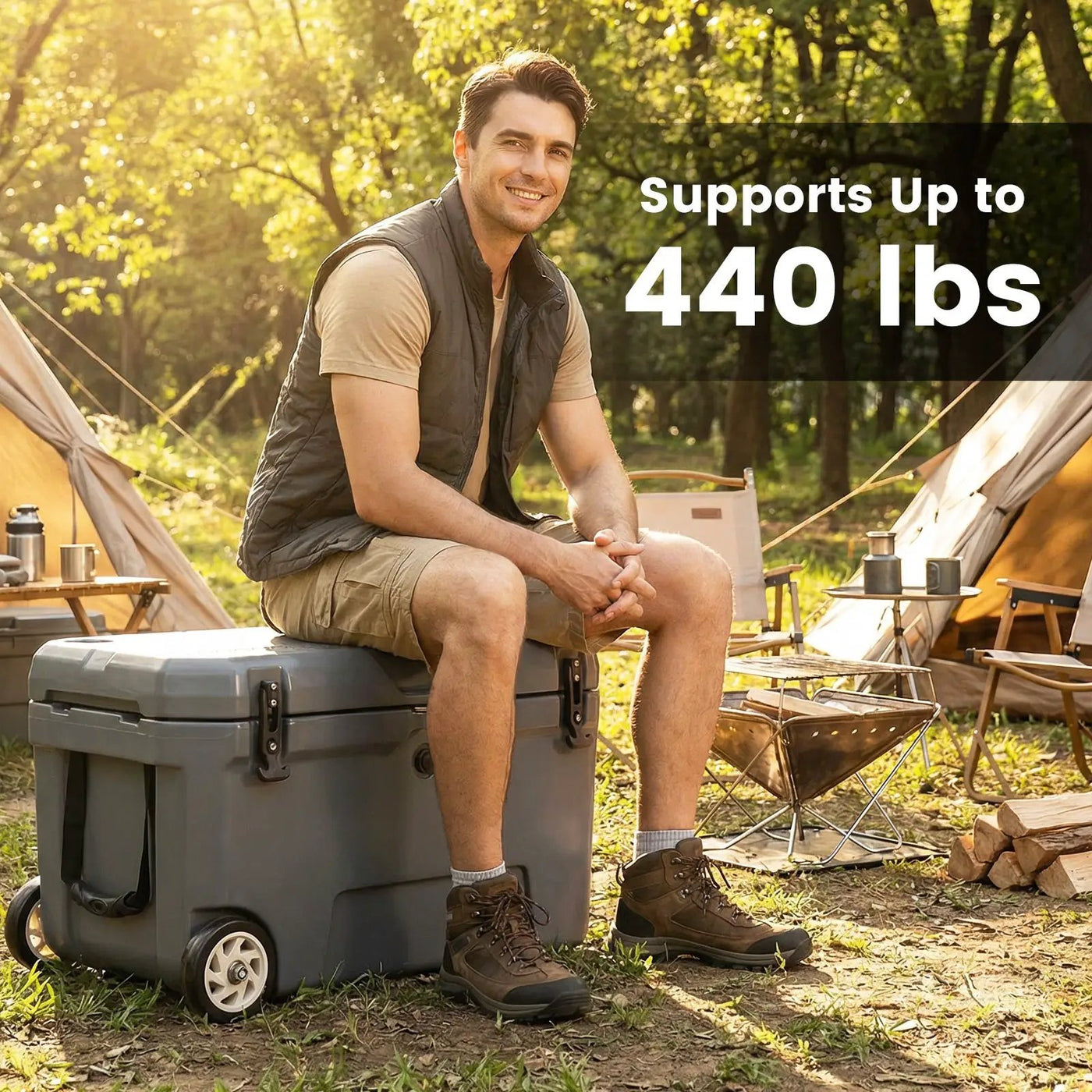 52 Quart Portable Hard Cooler with 6-Day Ice Retention and Wheels by DirectDeals