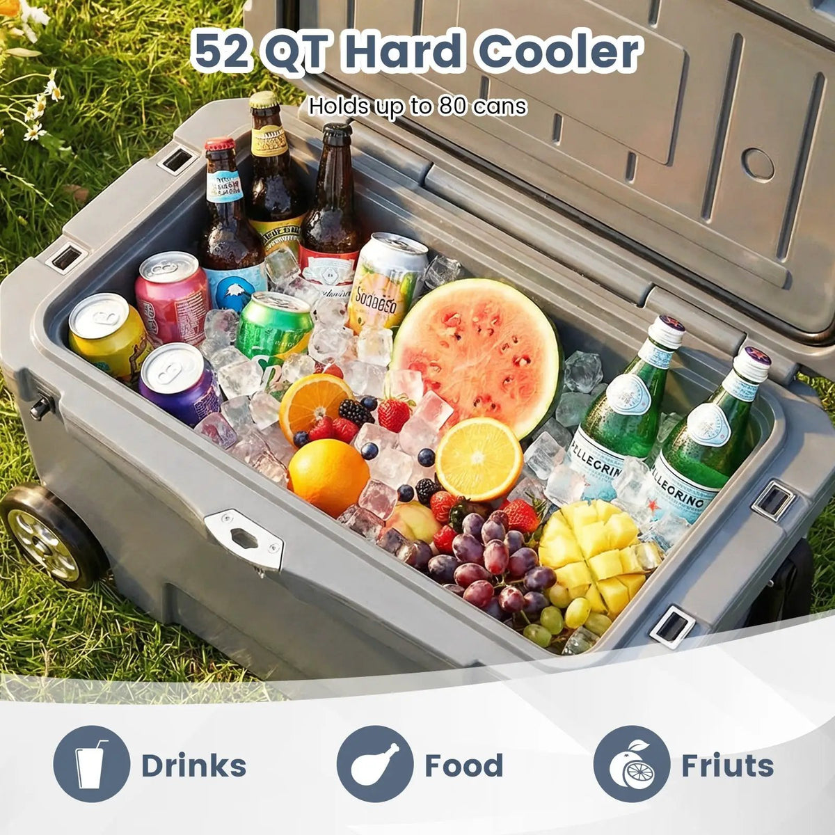 52 Quart Portable Hard Cooler with 6-Day Ice Retention and Wheels by DirectDeals