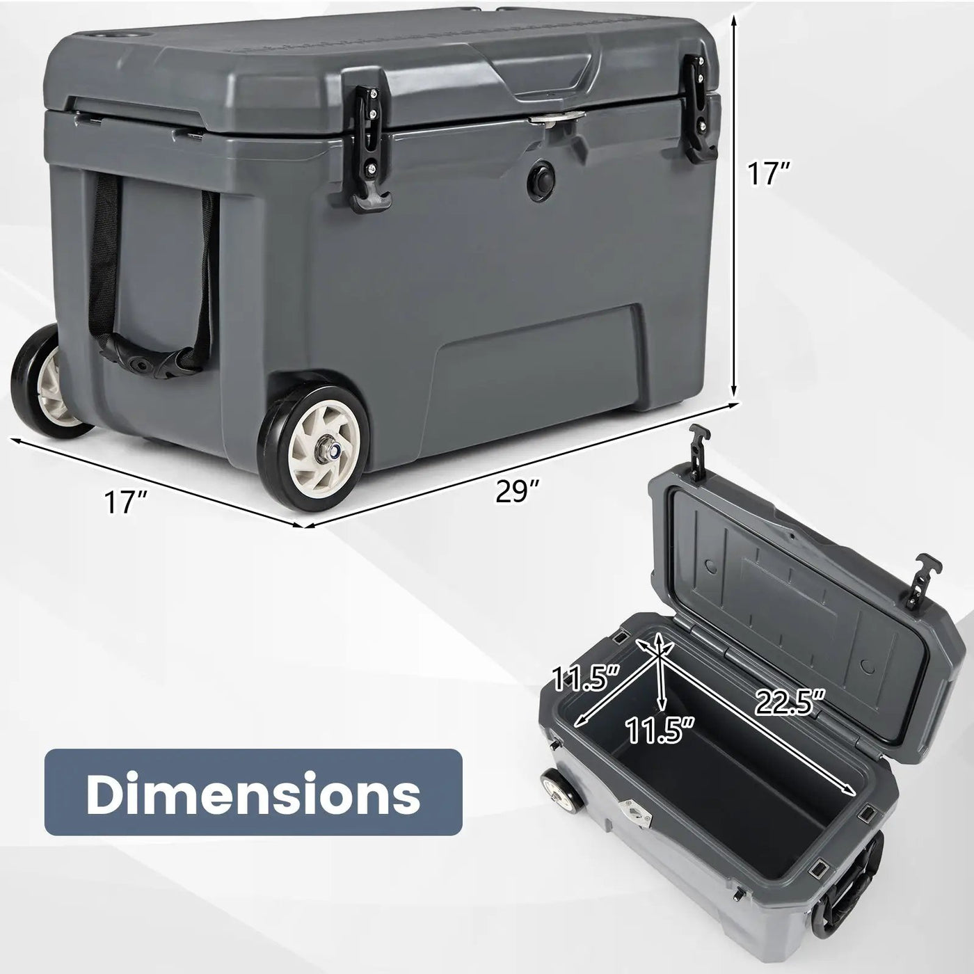 52 Quart Portable Hard Cooler with 6-Day Ice Retention and Wheels by DirectDeals