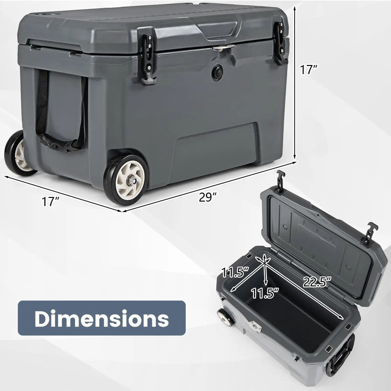 52 Quart Portable Hard Cooler with 6-Day Ice Retention and Wheels by DirectDeals