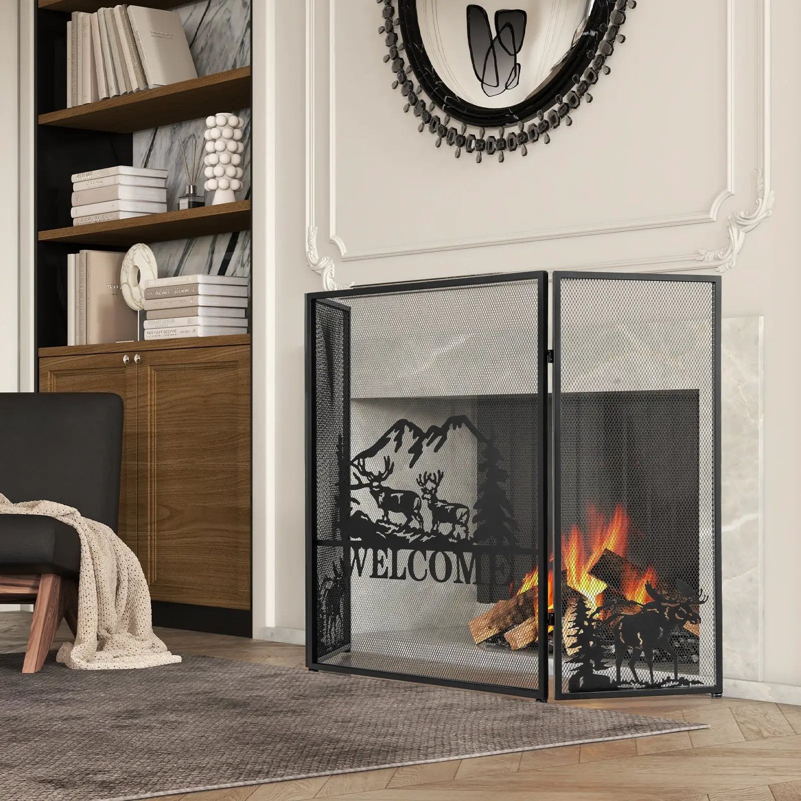 52 x 31 Inch Fireplace Screen by DirectDeals