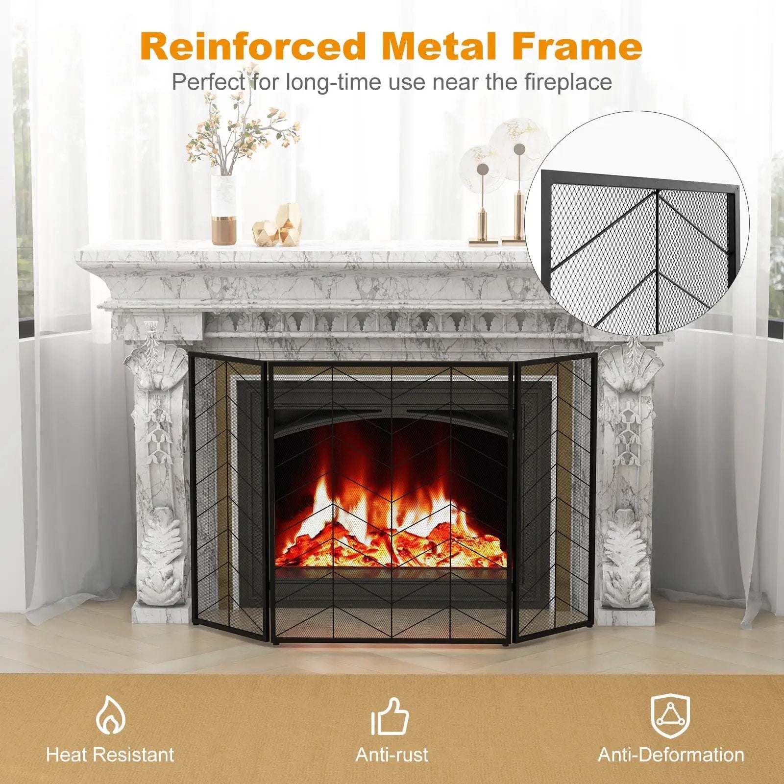 52 x 31 Inch Fireplace Screen by DirectDeals