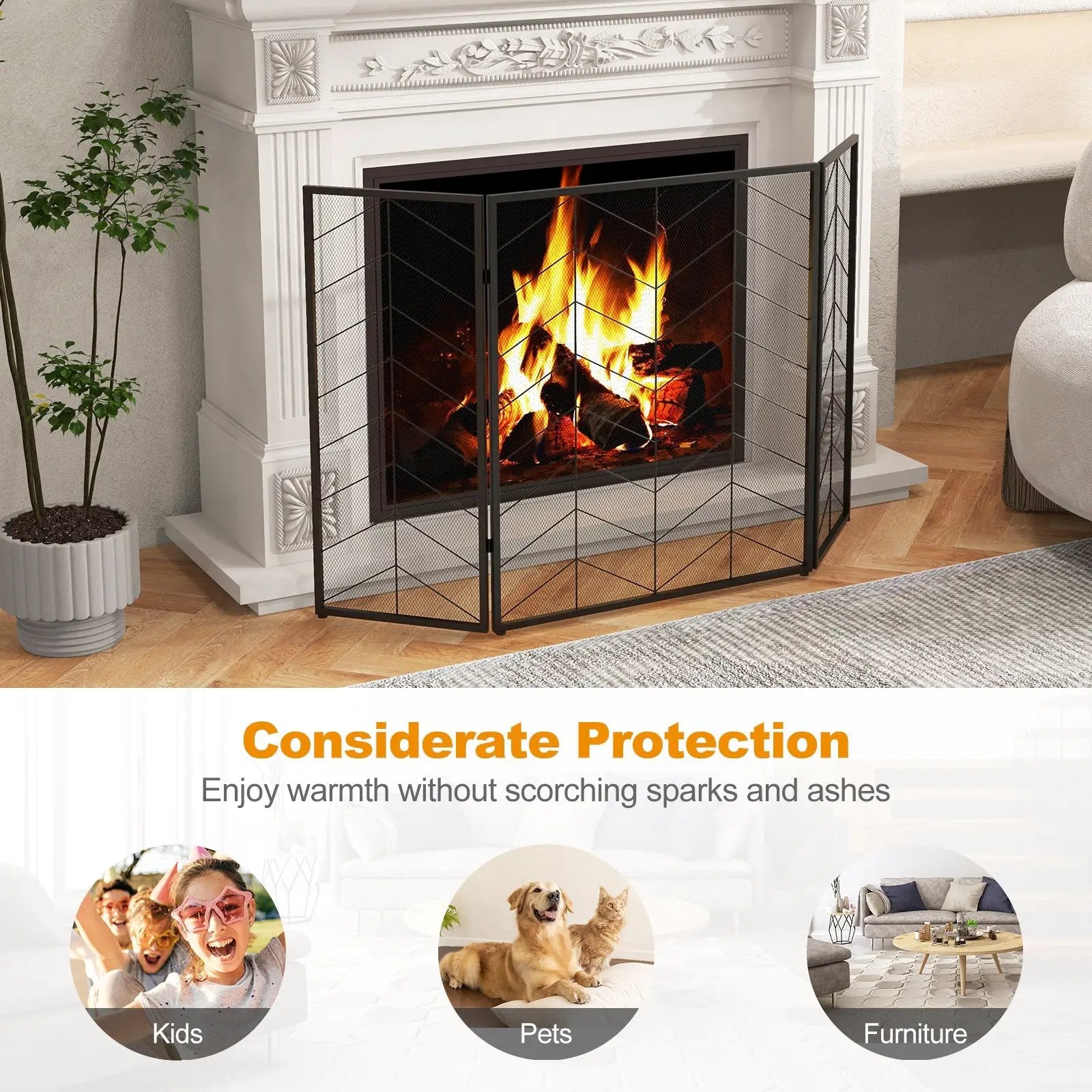 52 x 31 Inch Fireplace Screen by DirectDeals