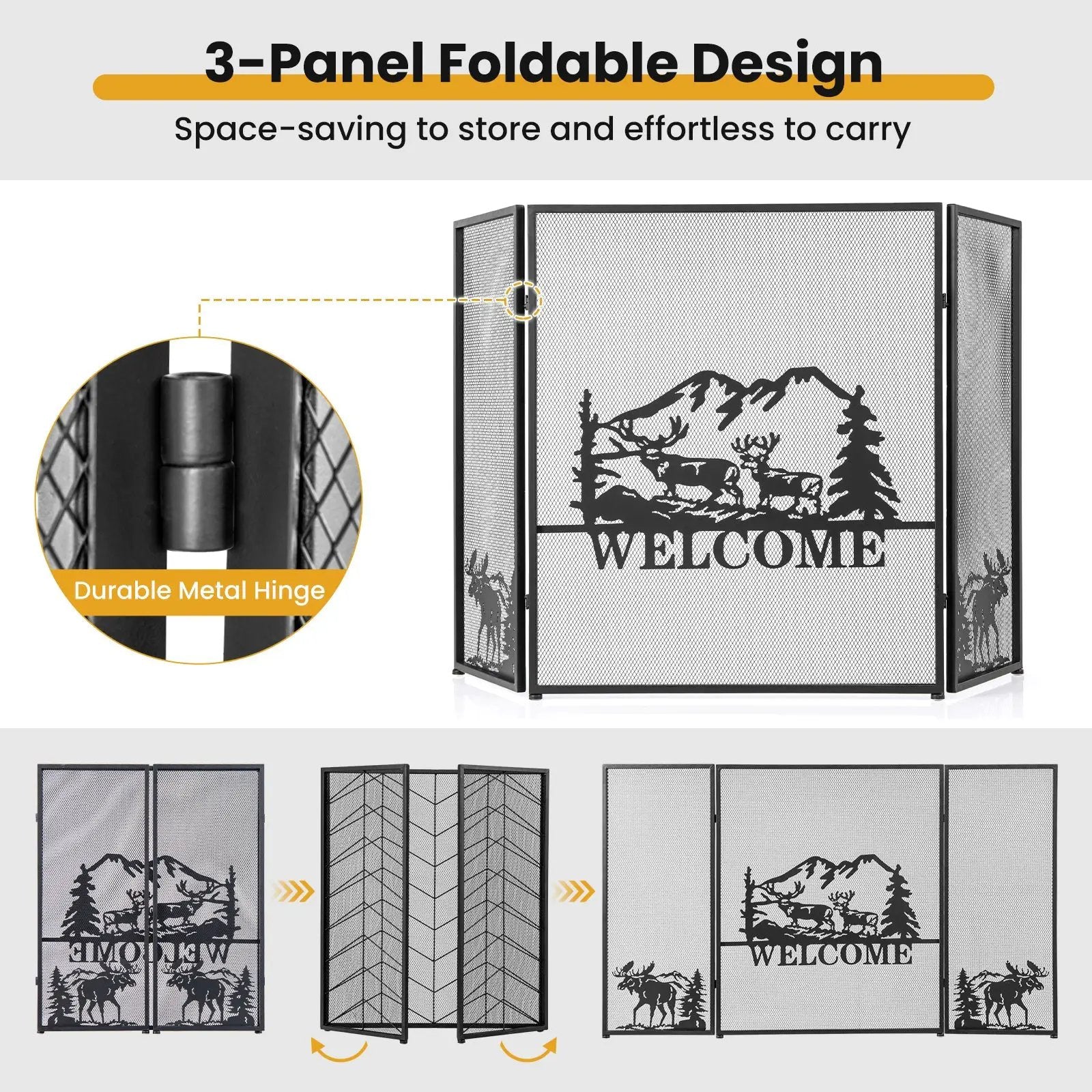 52 x 31 Inch Fireplace Screen by DirectDeals