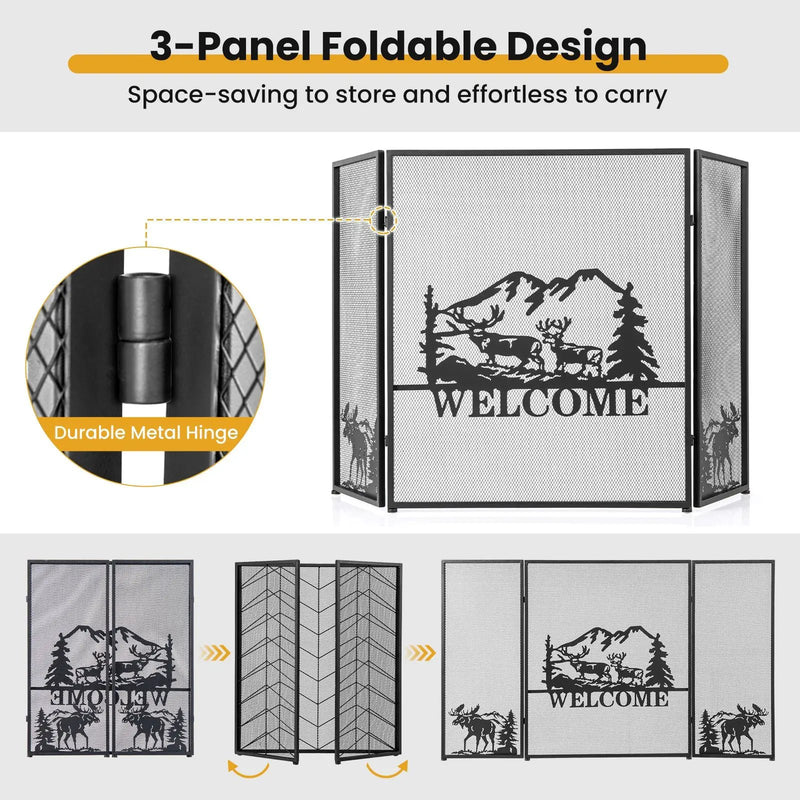 52 x 31 Inch Fireplace Screen by DirectDeals