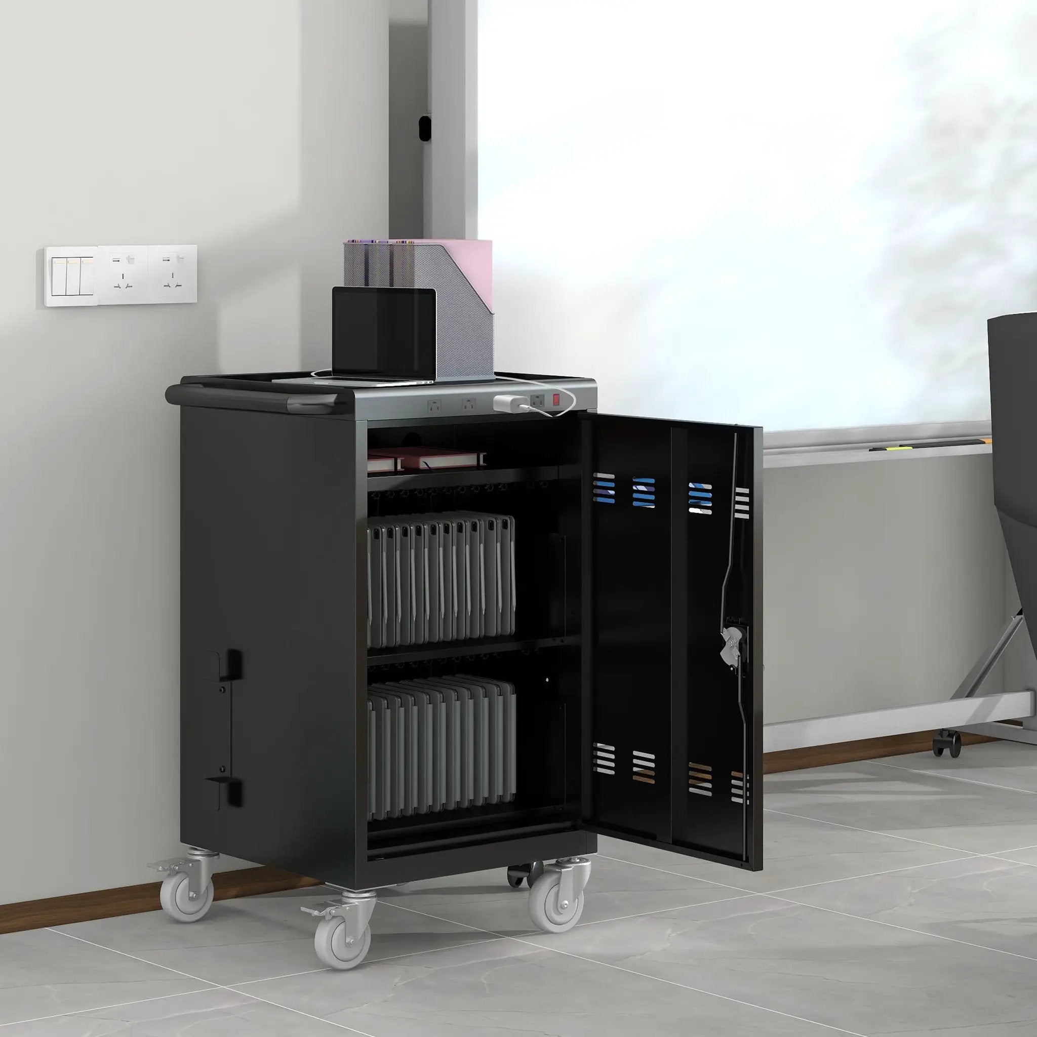 Mobile Charging Cart For Tablets Laptops 35, Device Capacity Matt Metal by HouseOfZazla