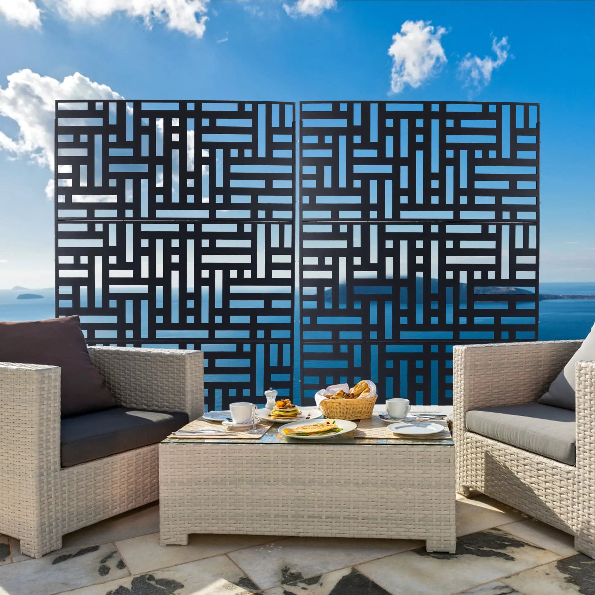 Decorative Freestanding Metal Privacy Screen For Indoor & Outdoor Use by Unique Piece Furniture