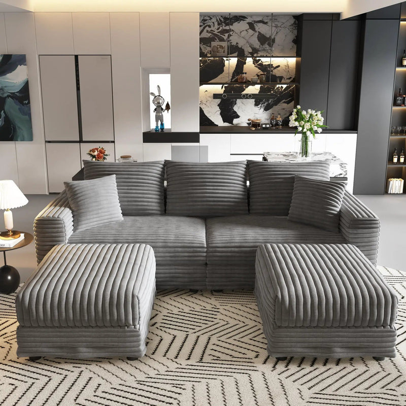 Convertible Deep Seat Sofa With Soft Pillows And Ottomans by HouseOfZazla