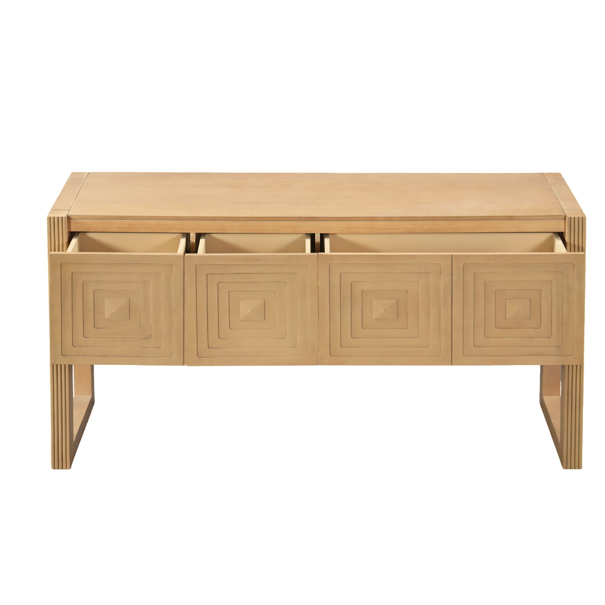Geometric Carved Console Table With 3 Soft Close Drawers by HouseOfZazla
