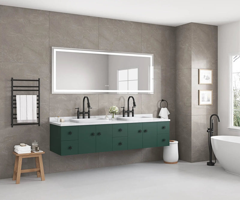 96" x 36" LED Bathroom Mirror with Front and Backlight by HouseOfZazla