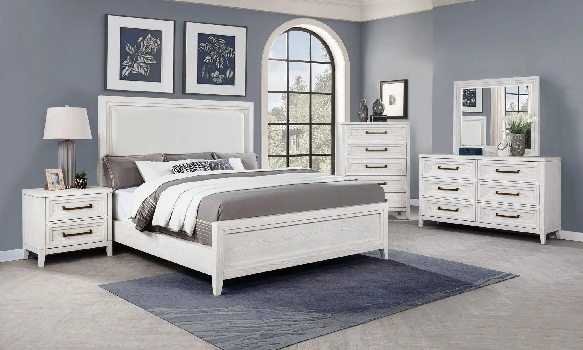 Marielle 5-piece Cal King Bedroom Set Distressed White by Unique Piece Furniture