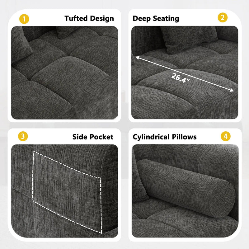 Sectional Free Combined Sofa With 2 Side Pockets by HouseOfZazla
