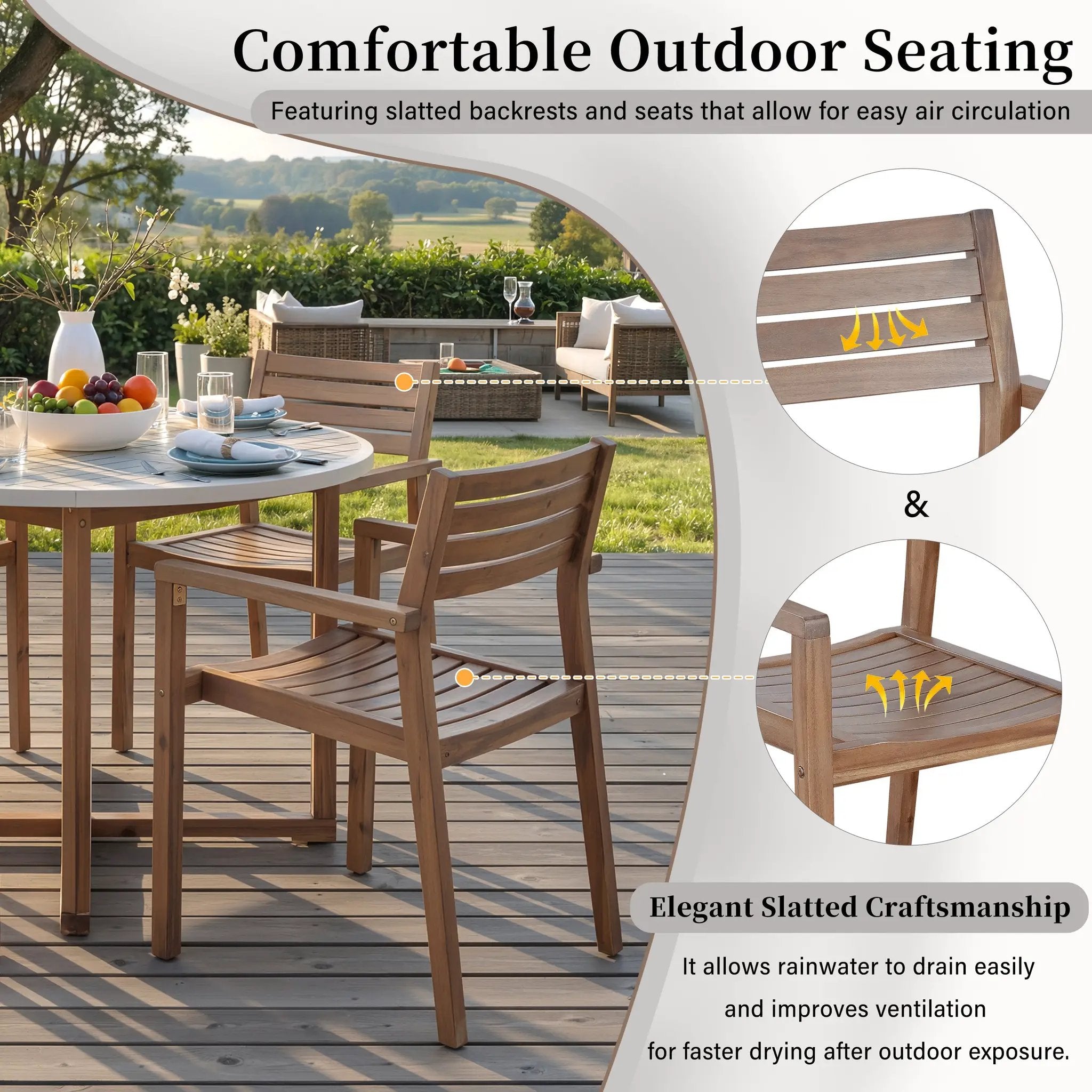U_STYLE 5-Piece Outdoor Dining Set with Acacia Wood Chairs by HouseOfZazla