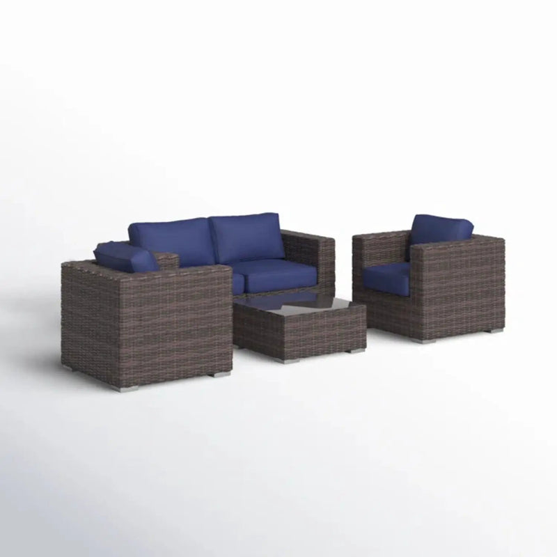 Wicker Seating Group Set With Table And Cushions by Unique Piece Furniture