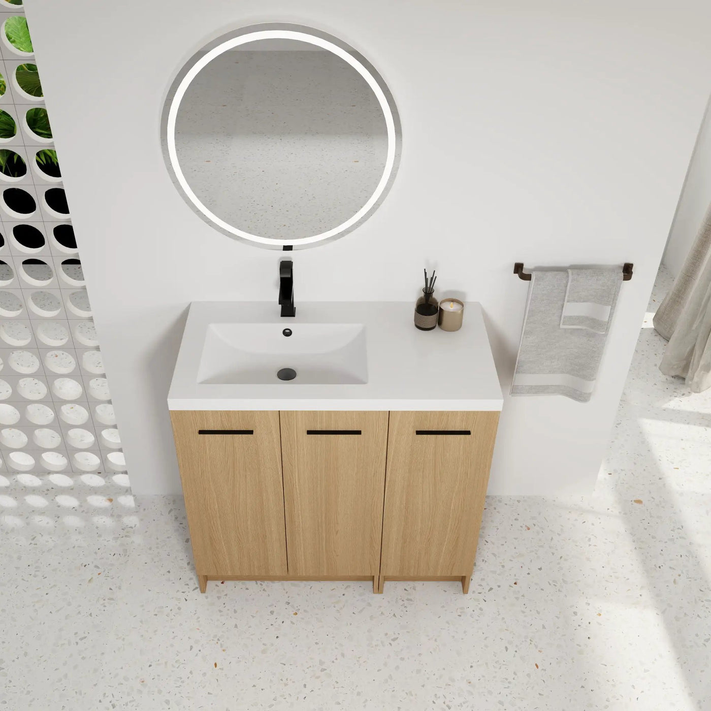 Wall Mounted Floating Bathroom Vanity With Sink, 3 Door Modular Cabinet by Unique Piece Furniture