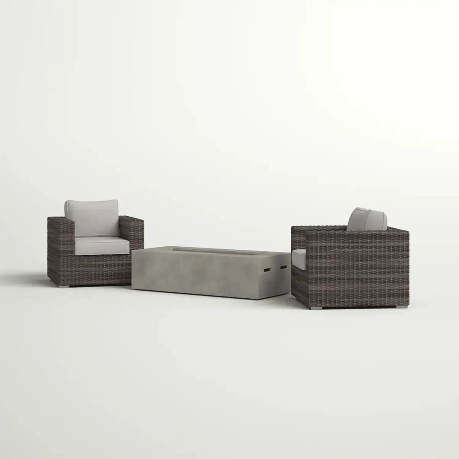 Outdoor Rattan Wicker Seating Set With Cushions 2 Person Patio Furniture - Espresso / Gray by HouseOfZazla