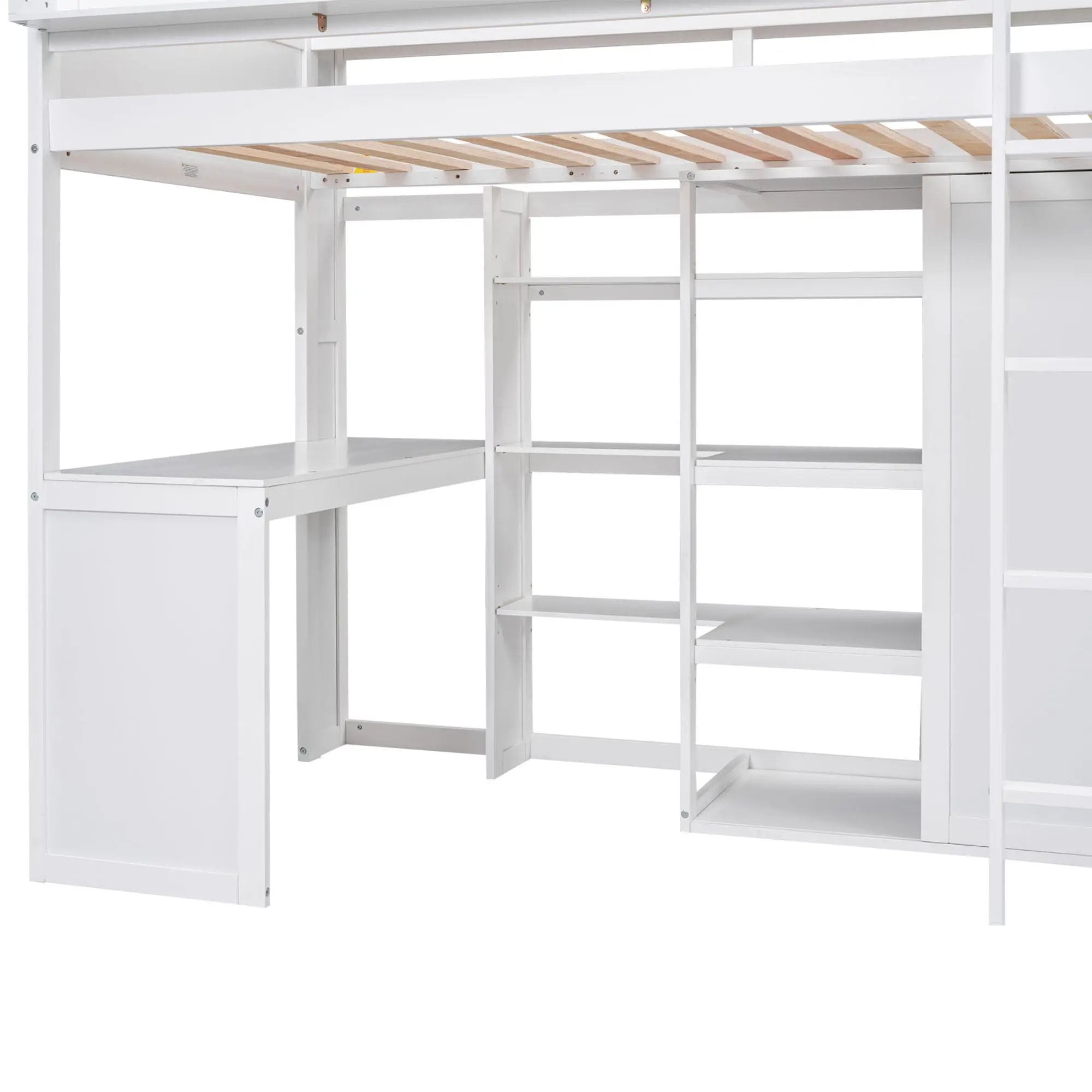 Loft Bed With Built In Desk, Storage Shelves, And Wardrobe by Unique Piece Furniture
