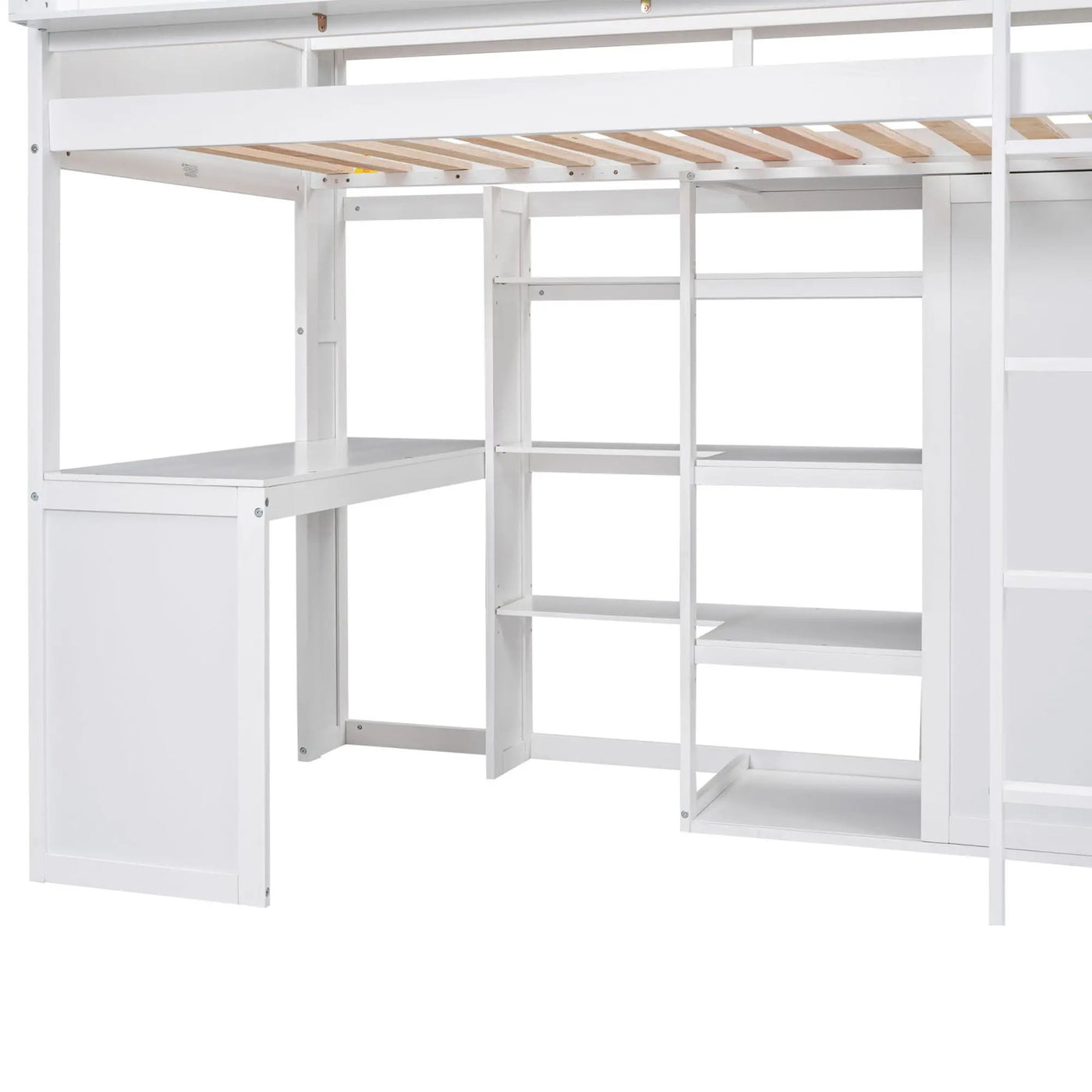 Loft Bed With Built In Desk, Storage Shelves, And Wardrobe by HouseOfZazla