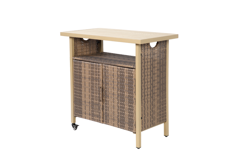 Outdoor Wicker Bar Cart with Wheels by HouseOfZazla