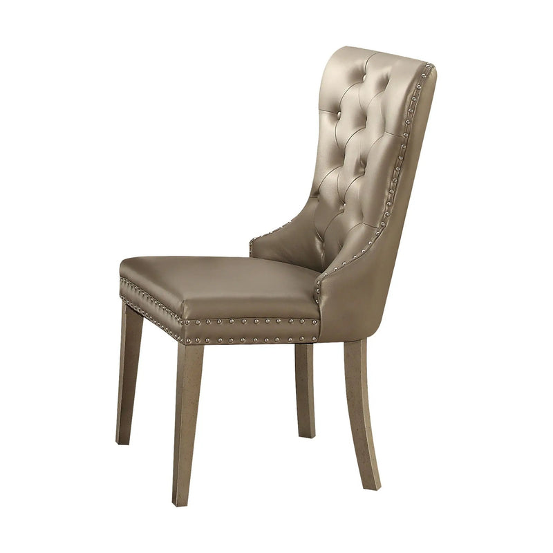 Kacela - Synthetic Leather Side Chair (Set of 2) - Champagne by Unique Piece Furniture