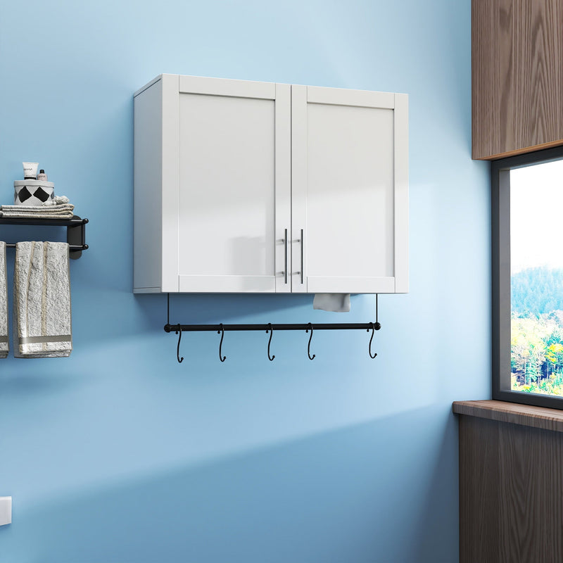 Bathroom Wall Cabinet with Adjustable Shelf, Towel Bar, and 5 Hooks by HouseOfZazla