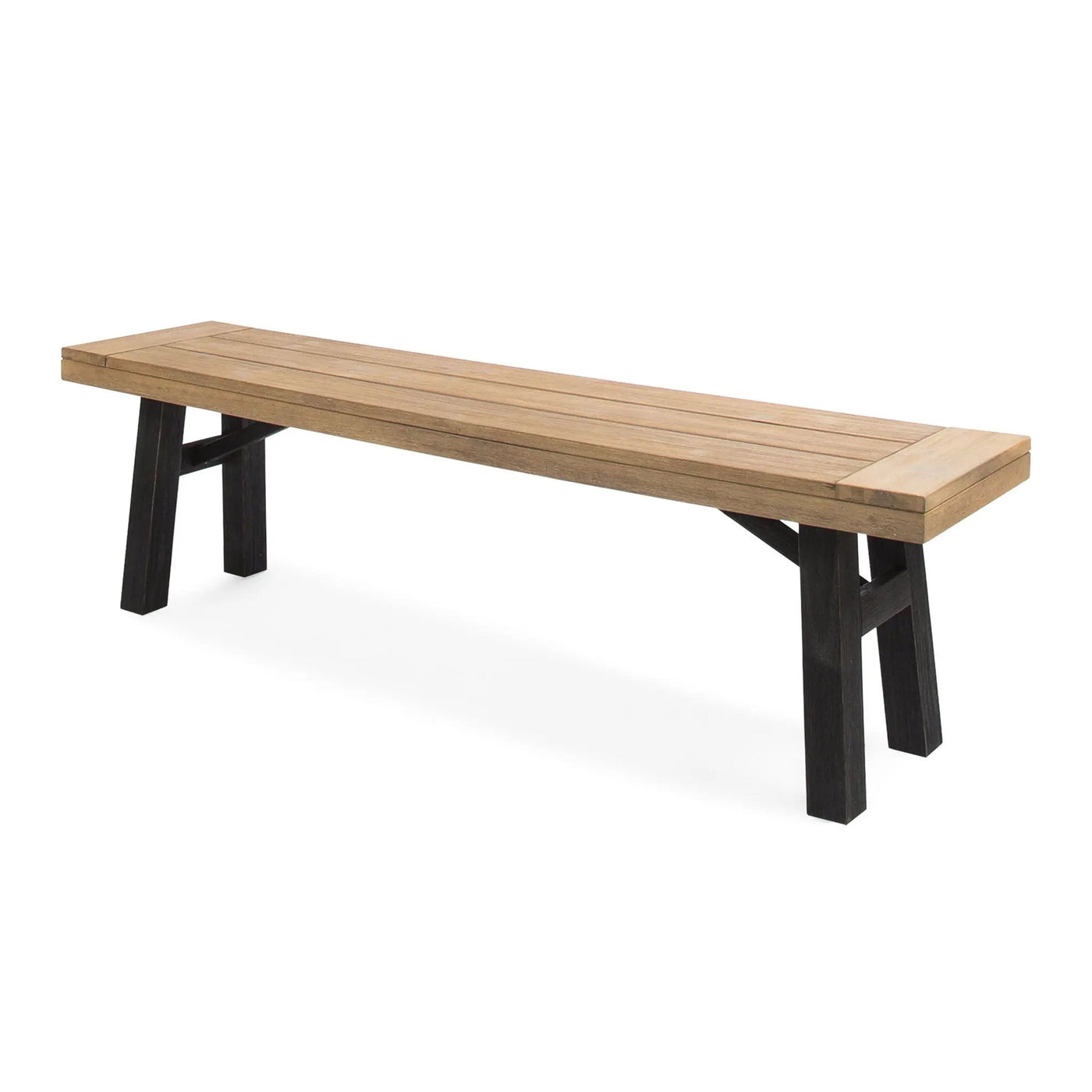 Outdoor Bench With Slat Panel Design And Acacia Wood Frame by HouseOfZazla