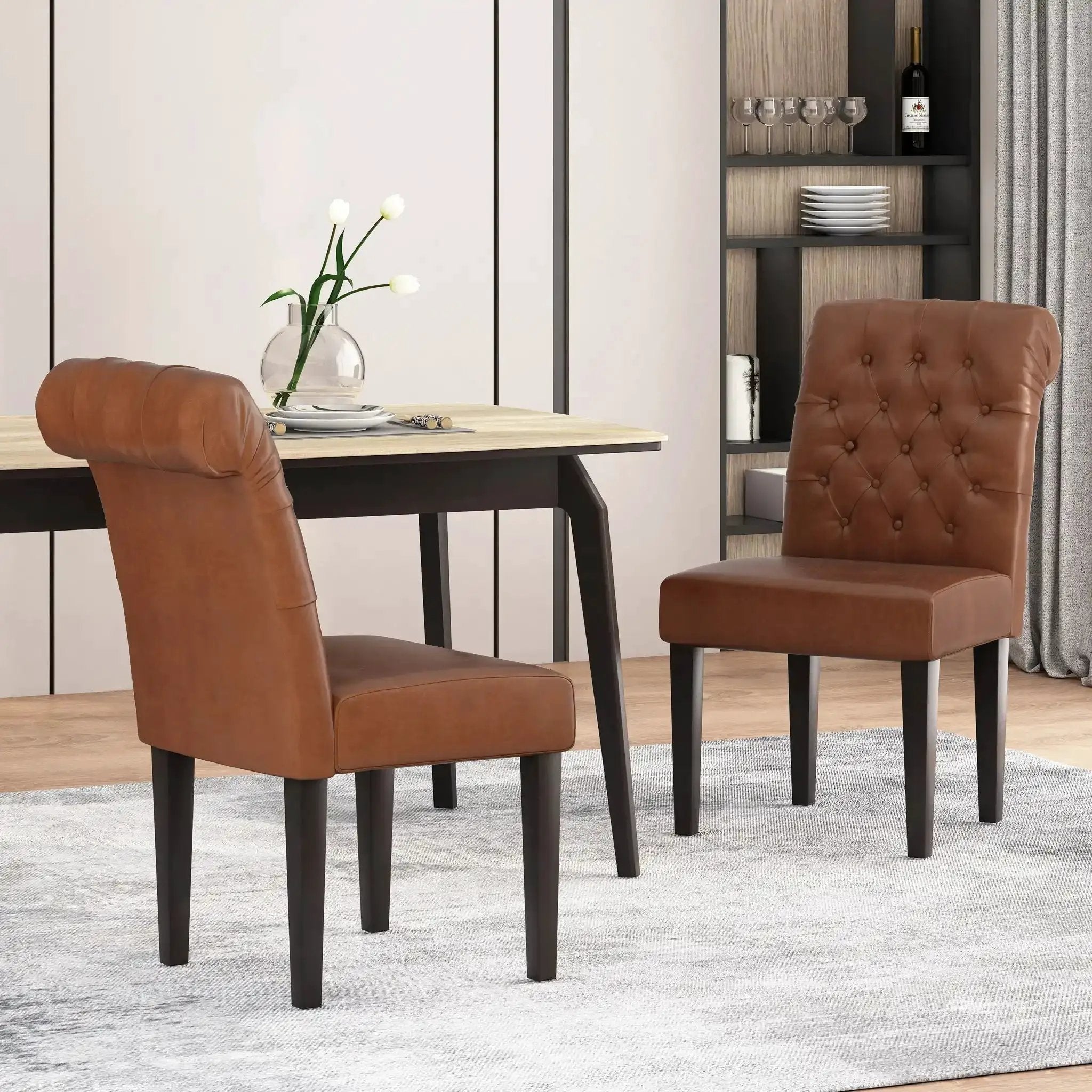 Broxton Tuft Dining Rolltop Chairs With Button Tufted Backrest (Set of 2) by HouseOfZazla