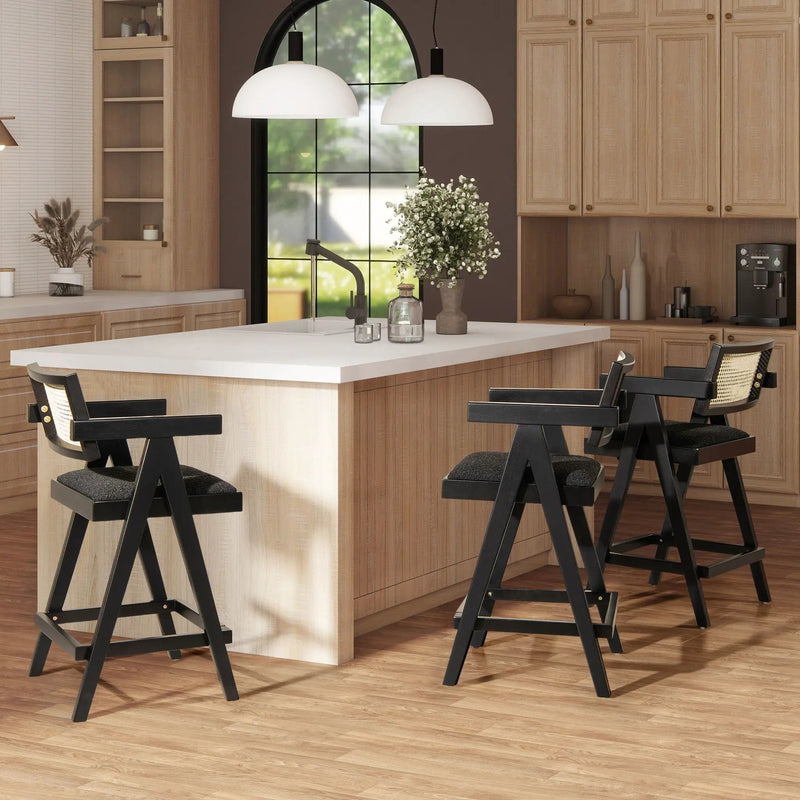 Milan - Modern Webbing Back Stool With Arms (Set of 3) by Unique Piece Furniture