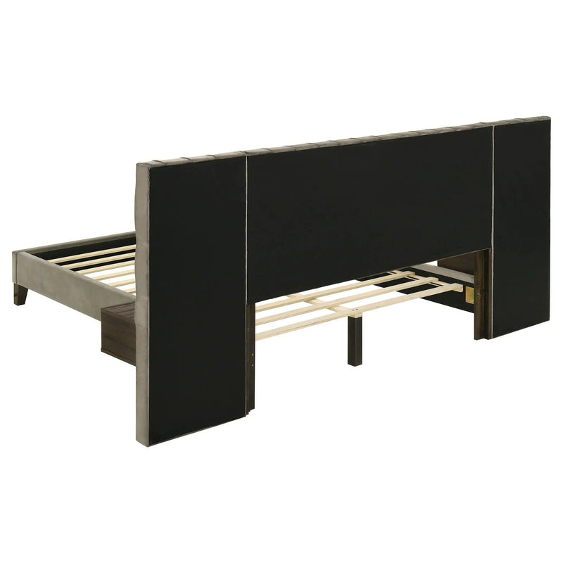 Marley Upholstered Eastern King Wall Panel Bed Light Brown by Unique Piece Furniture
