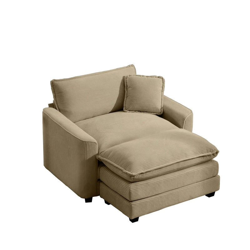 Classic Modern Comfortable Single Chair Deep Seat Sofa With Footstool by Unique Piece Furniture