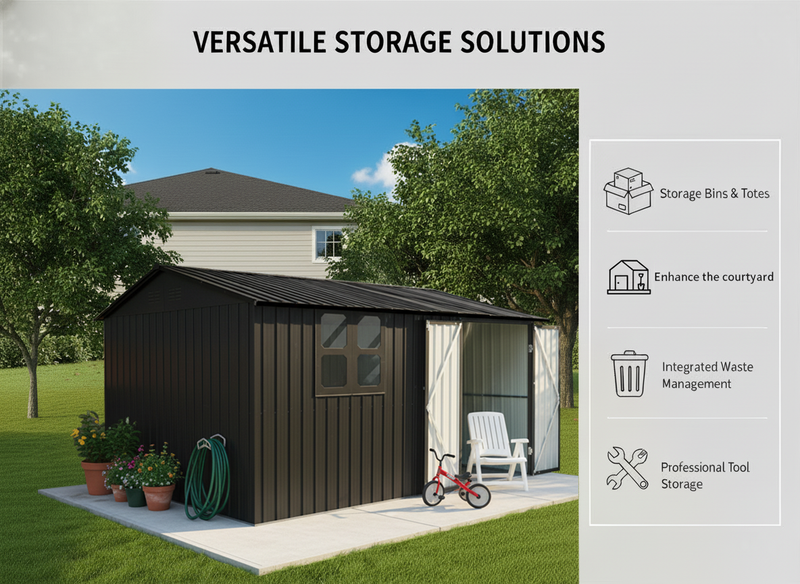 12x10 ft Metal Garden Shed Outdoor Storage by HouseOfZazla