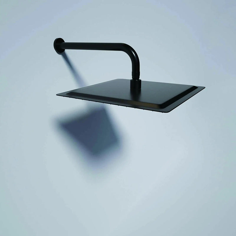 16" Shower Arm With Flange, Stainless Steel, Rust Resistant Design - Matte Black