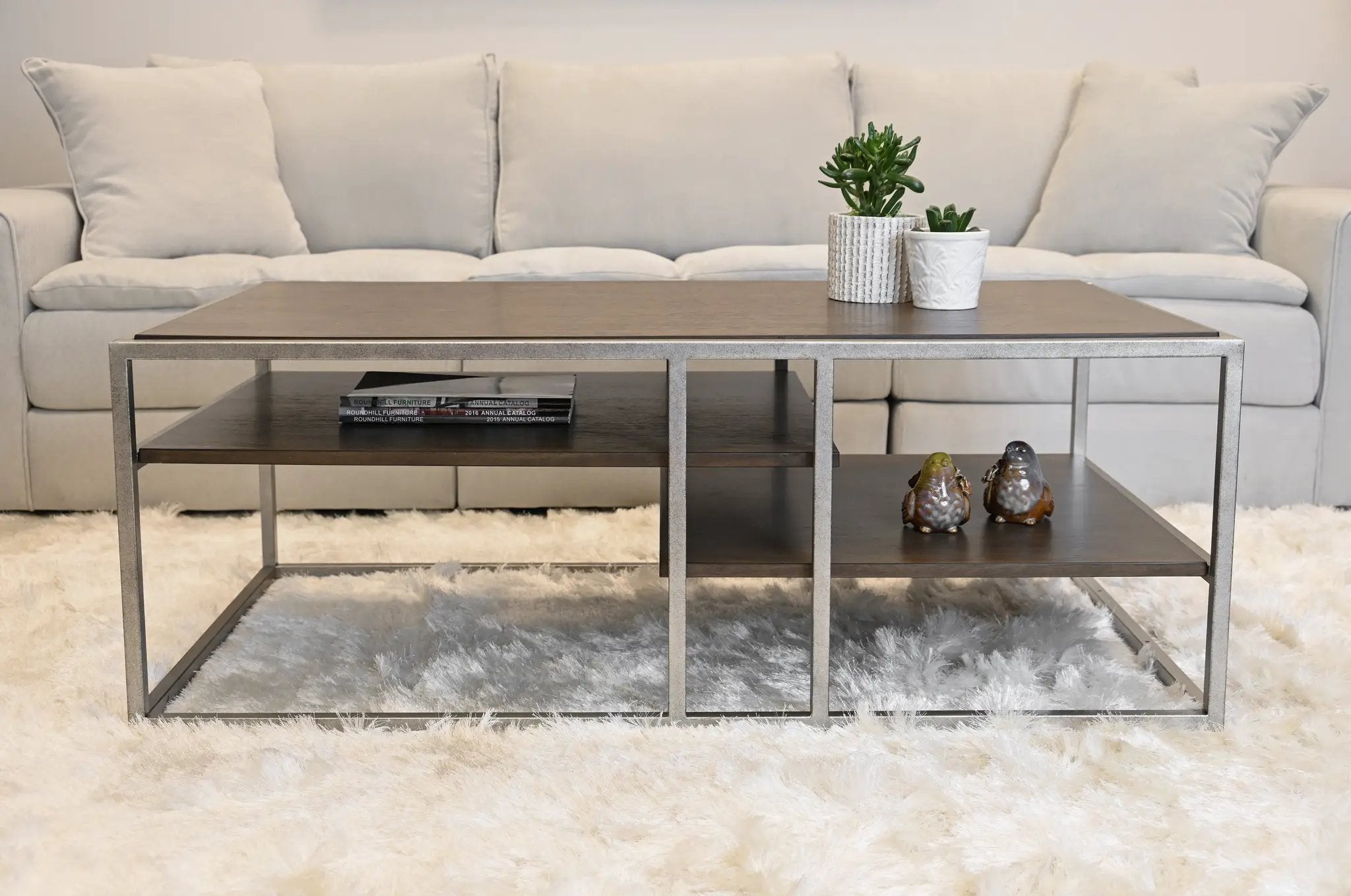 Padena 3-Piece Metal Frame Wood Living Room Coffee Table Set by HouseOfZazla