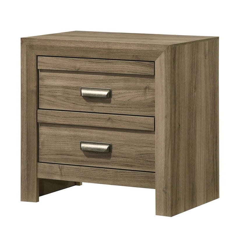 2 Drawer Nightstand With Pulls, Bedroom Furniture - Light Brown by Unique Piece Furniture
