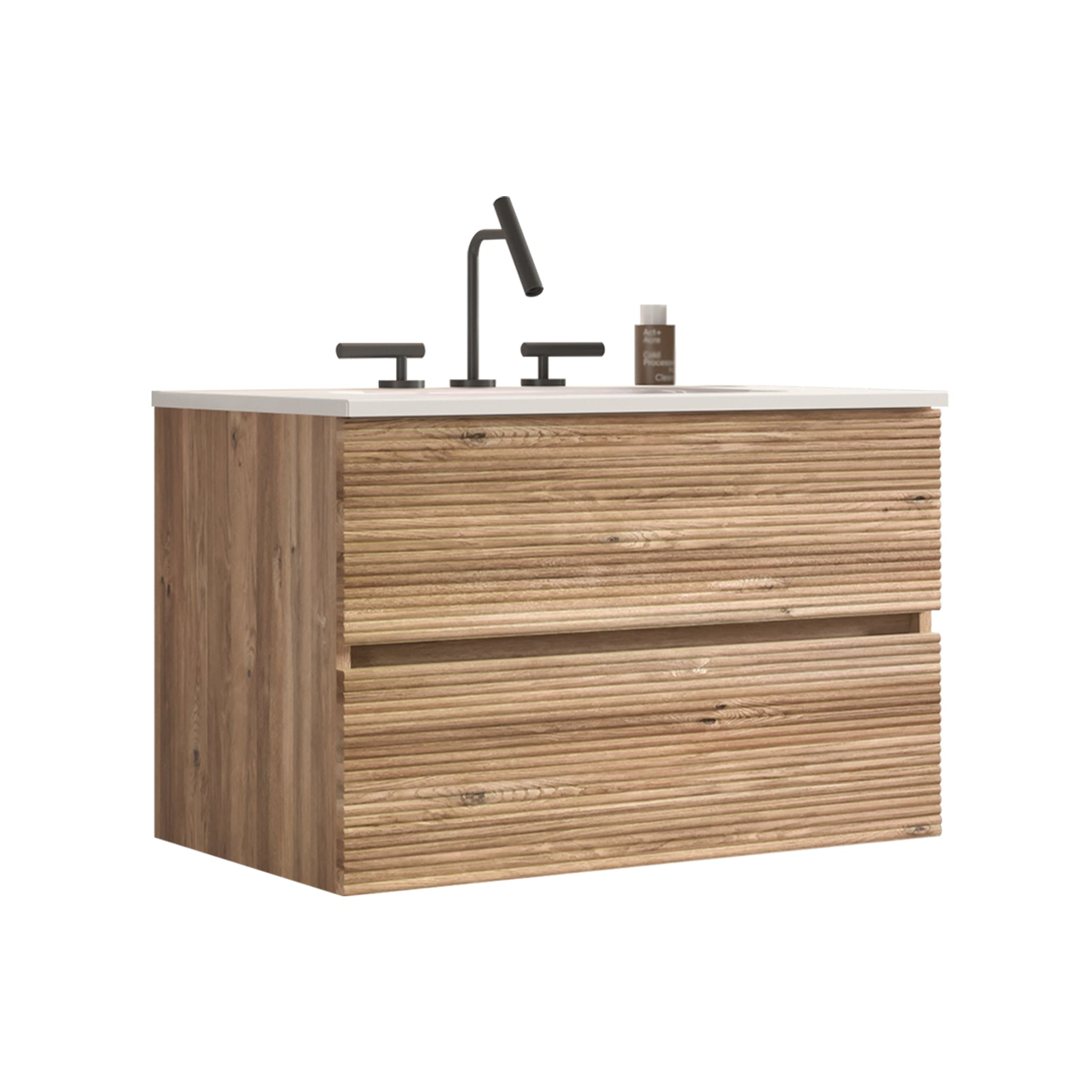 Gloria 30" Wall Mounted Rough Oak Bathroom Vanity by HouseOfZazla