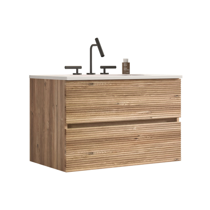Gloria 30" Wall Mounted Rough Oak Bathroom Vanity by HouseOfZazla