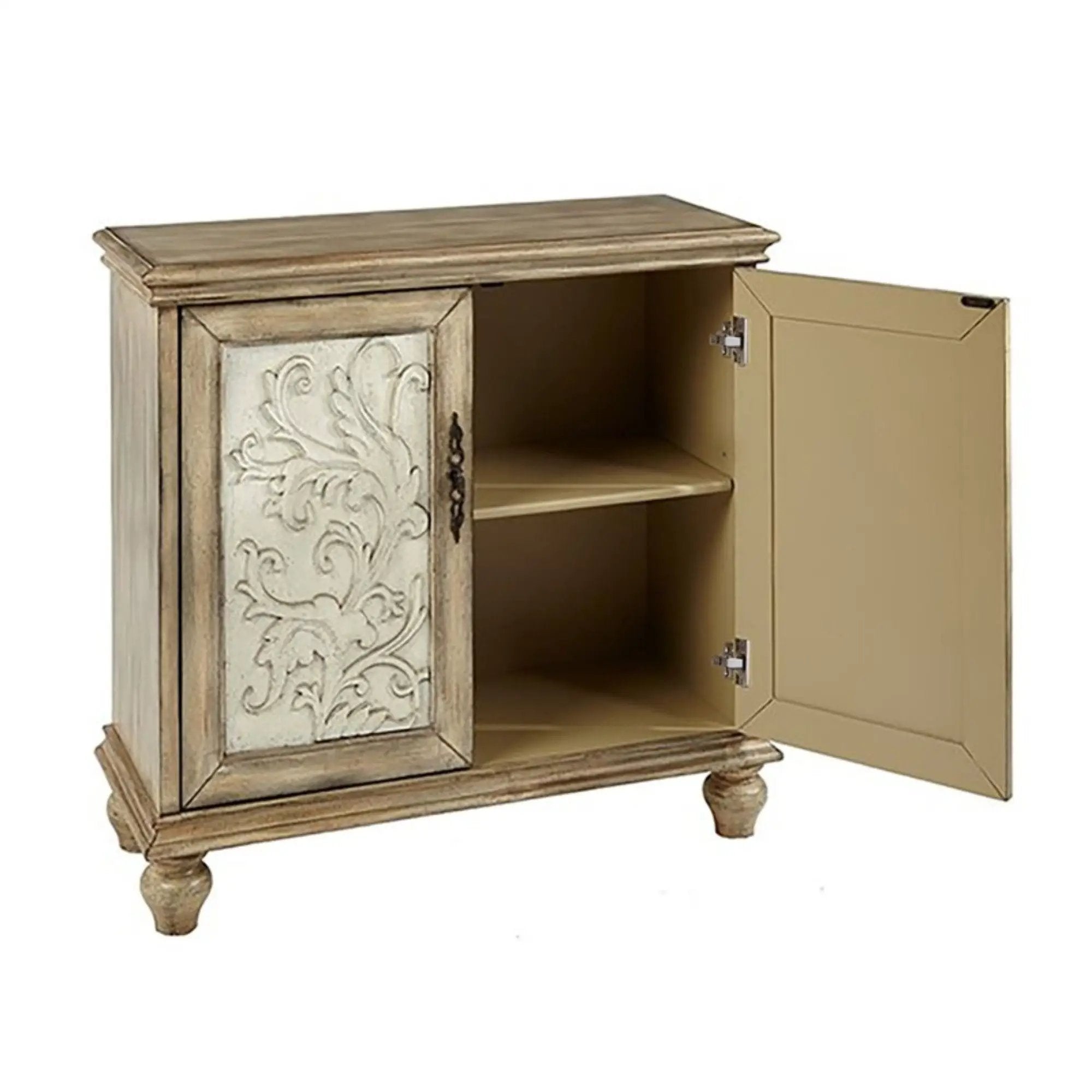 Driscoll - 2 Door Cabinet With Floral Design - Reclaimed Natural by HouseOfZazla