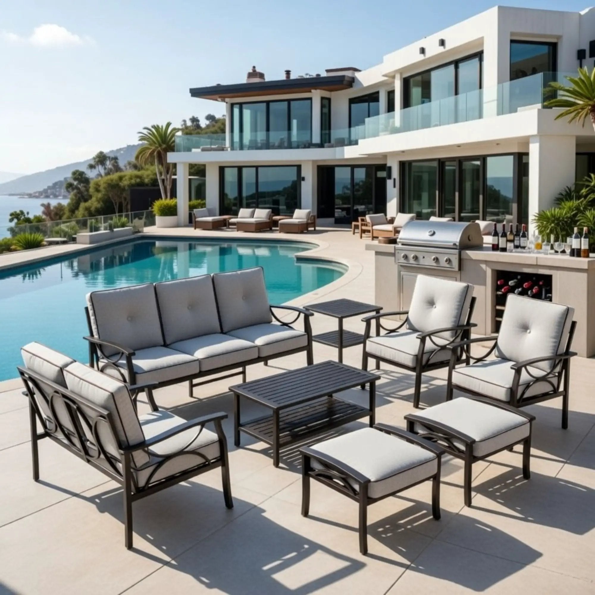 Patio Furniture Set with Coffee Table and Cushions for Backyard by HouseOfZazla