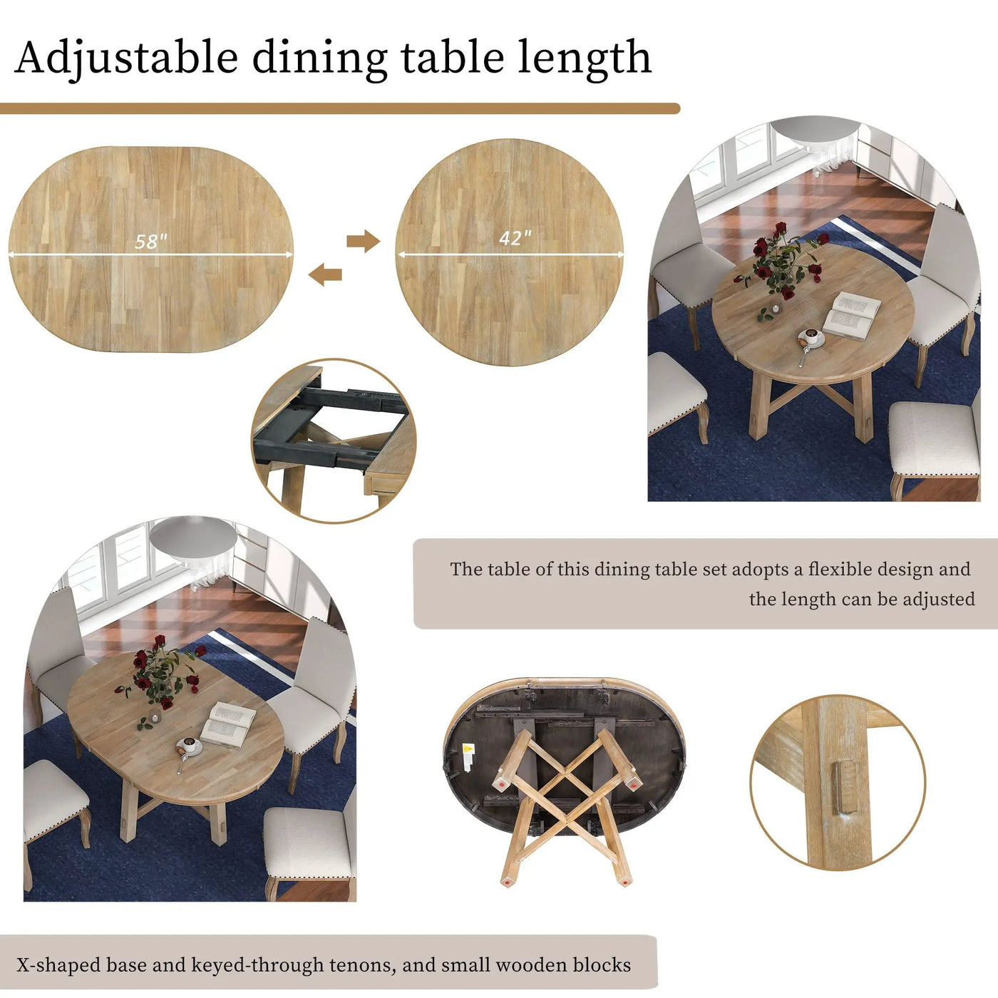 Gia - Round Extendable Dining Table With 16" Leaf Wood by Unique Piece Furniture