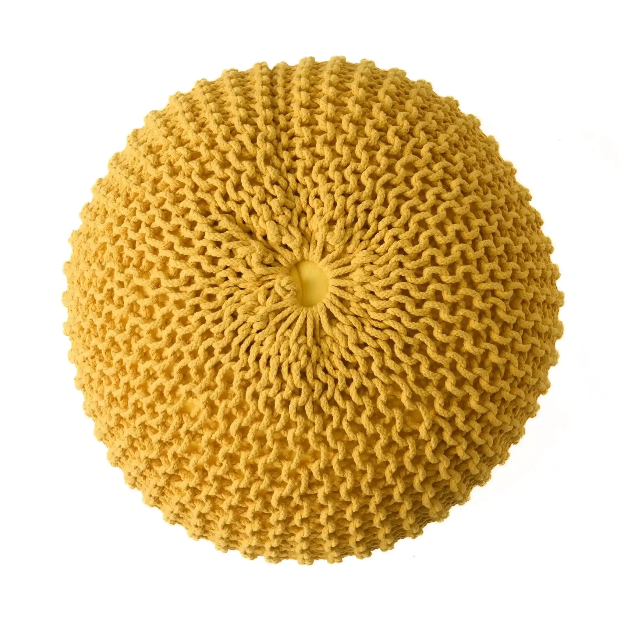 Bordeaux Knitted Cotton Round Pouf Ottoman Floor Cushion by HouseOfZazla