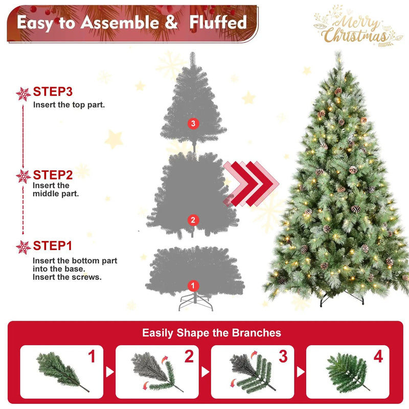 9FT Christmas Tree with 700 Warm Lights by HouseOfZazla