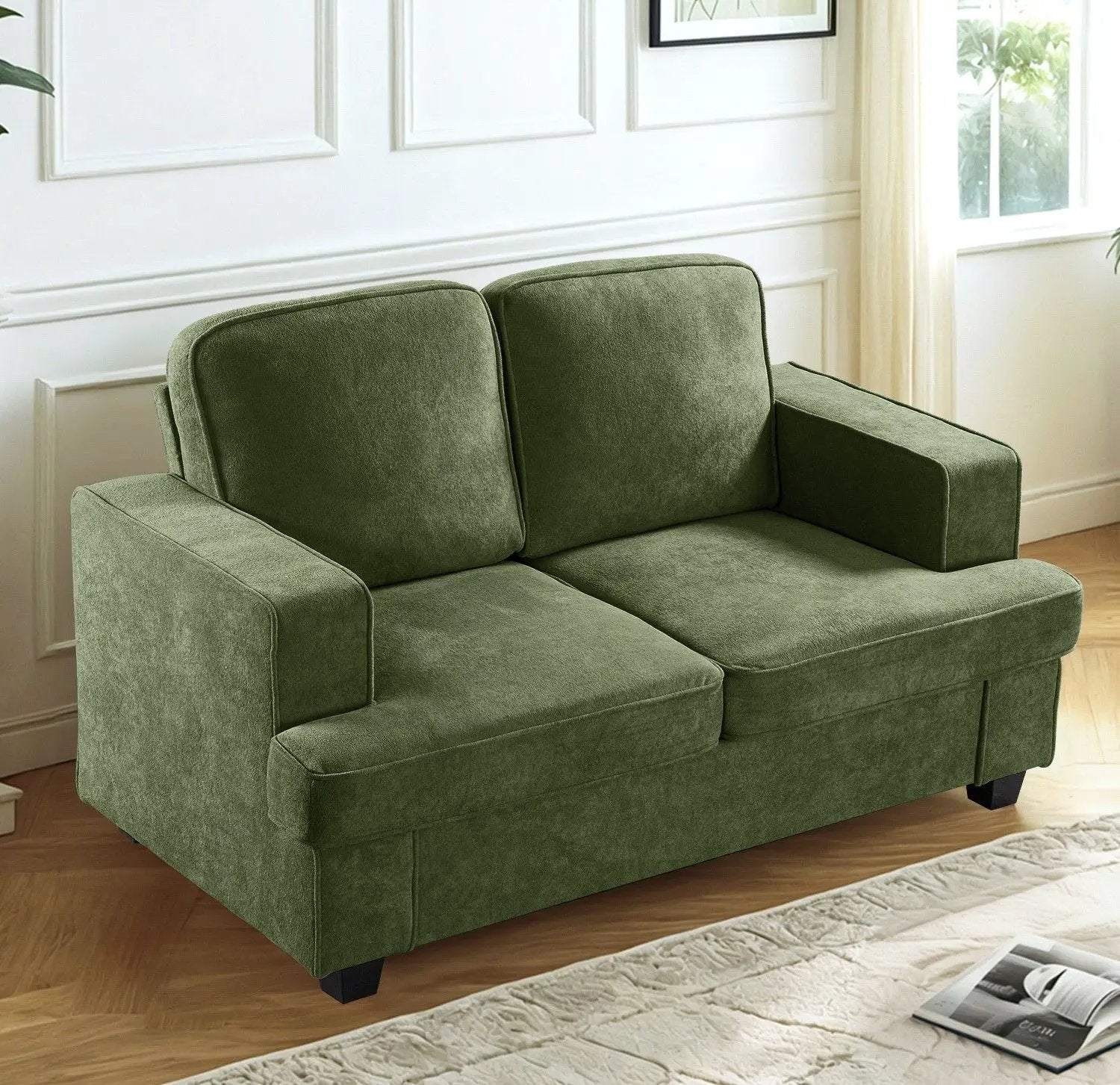 Modern Loveseat, Comfortable 2 Seater Couch With Deep Seating, Loose Back Cushions, Wide Arms by Unique Piece Furniture
